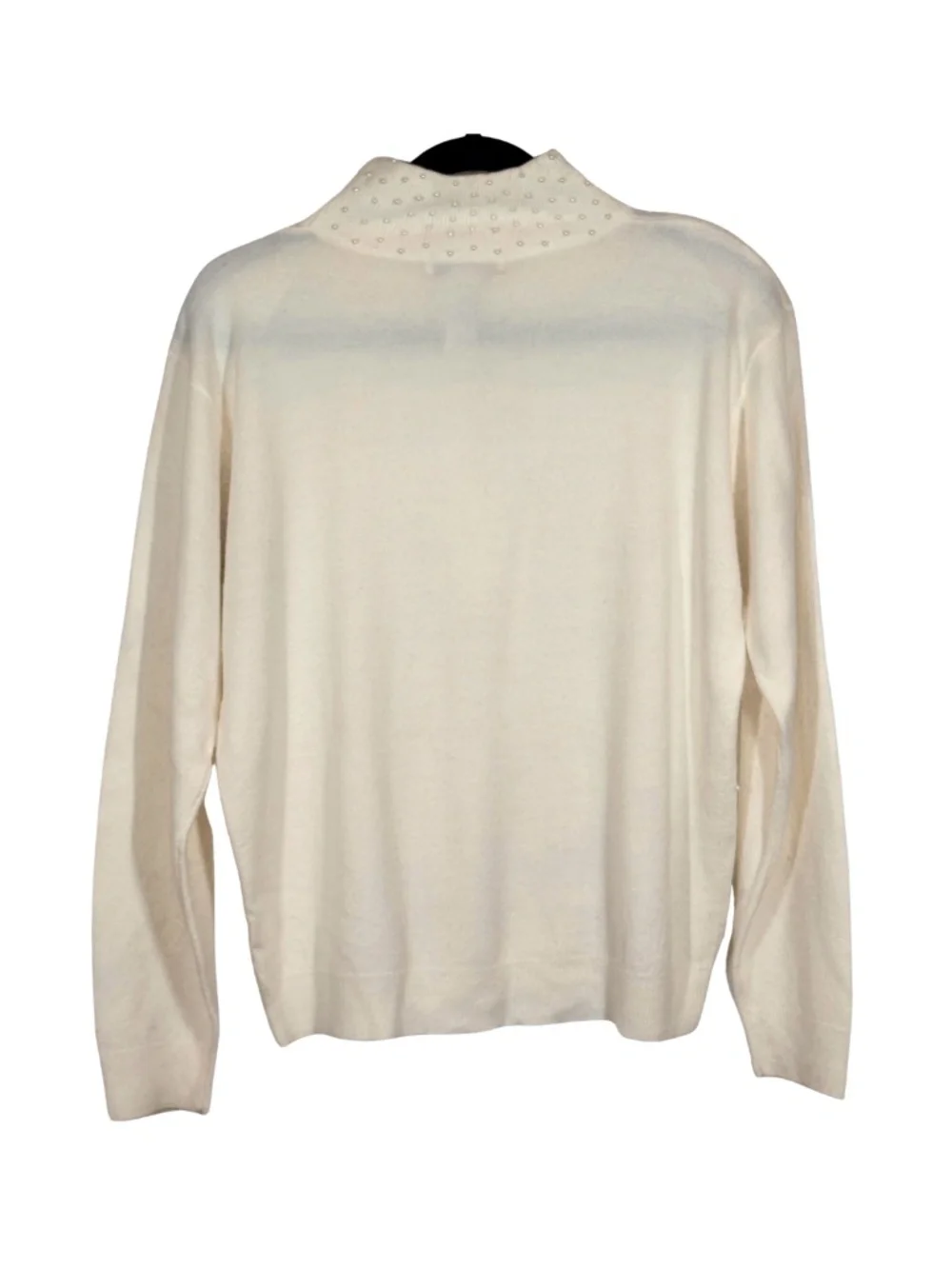 Dressbarn Ivory Pearl Beaded Mock Neck Sweater L